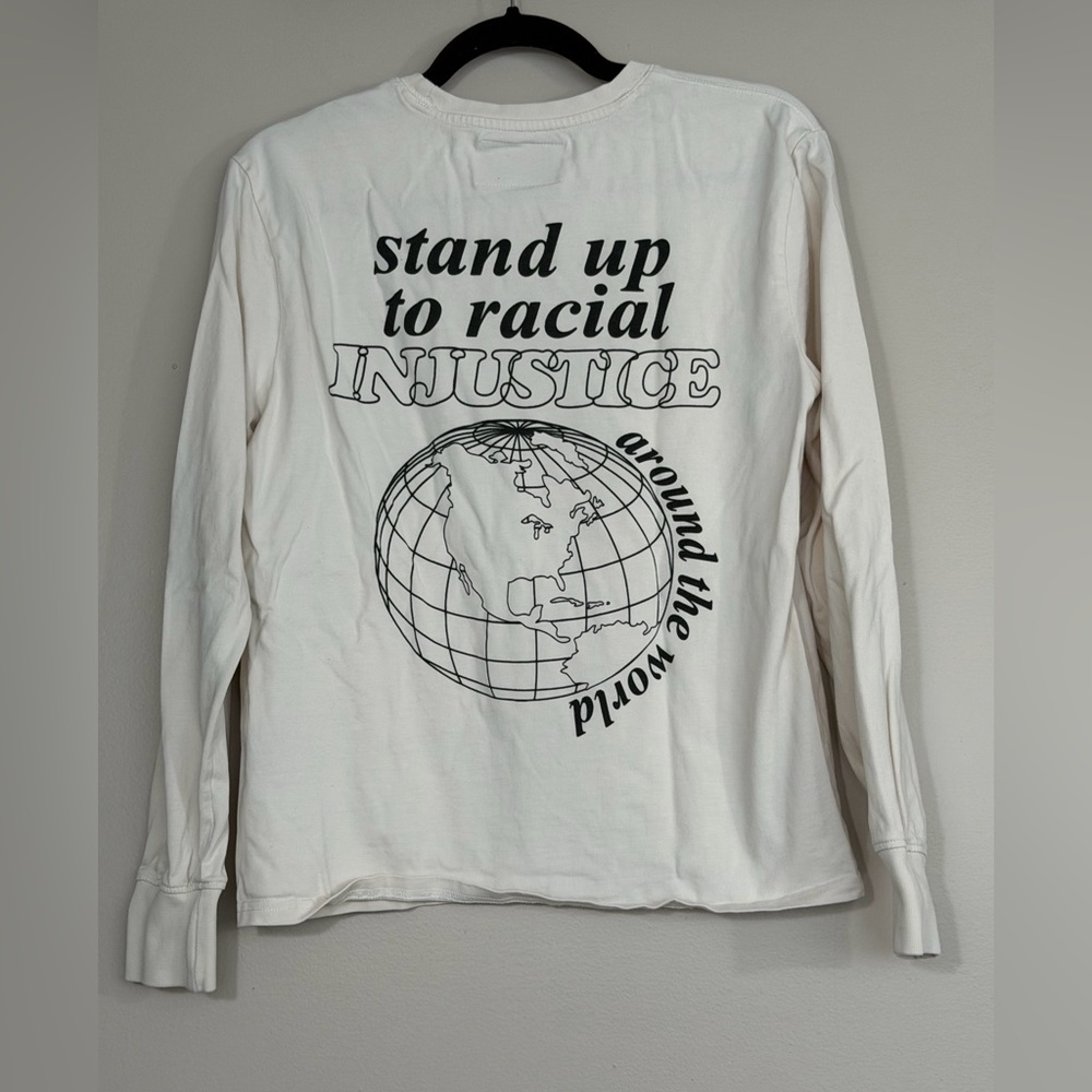 Off-White Long Sleeve Shirt with Statement Print, sz S - Picture 2 of 6